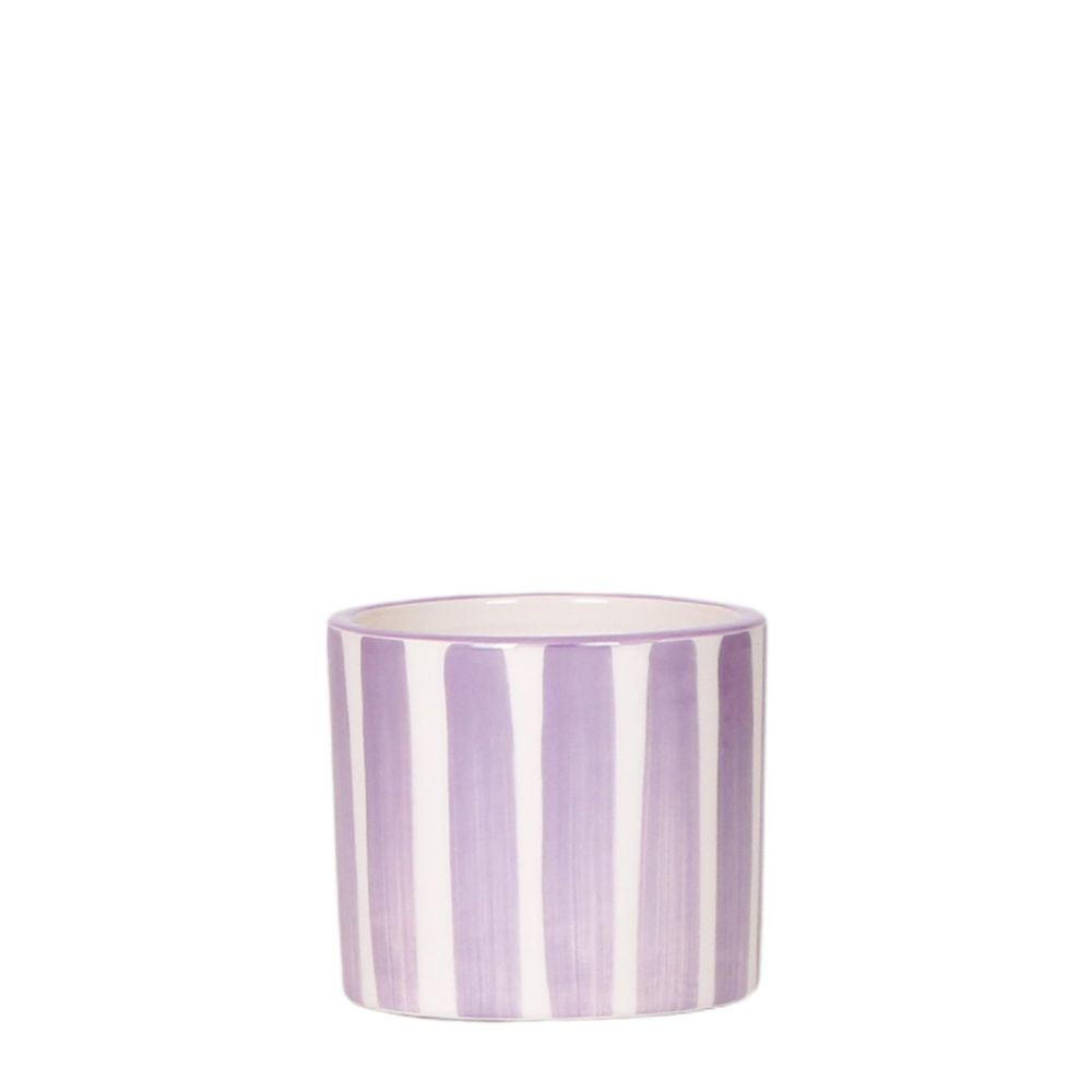 Cache-pot céramique rayé à la main - touche arty colorée - pot de 6cm - lilas