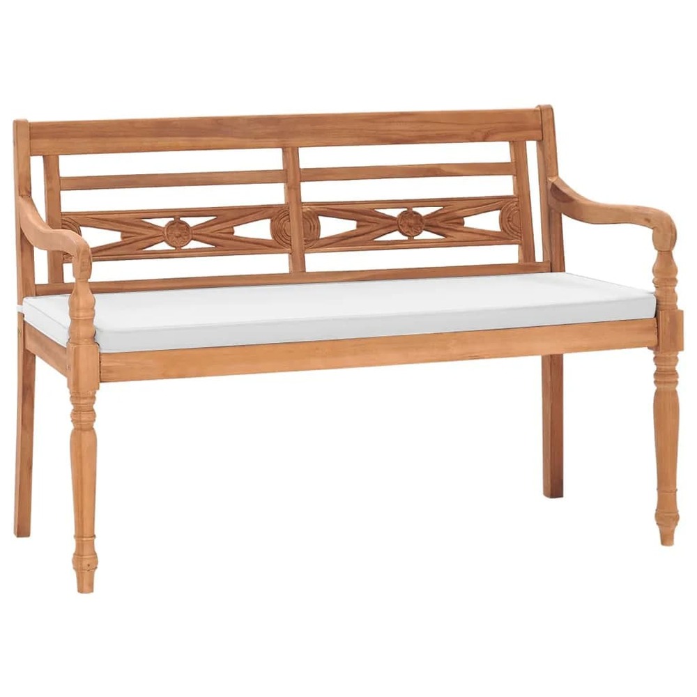 Banc de jardin meuble de patio d'extérieur terrasse avec coussins120 x 51,5 x 84 cm teck