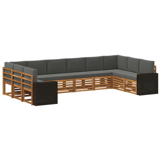Ensemble de canapés d'extérieur 10 pcs naturel et anthracite
