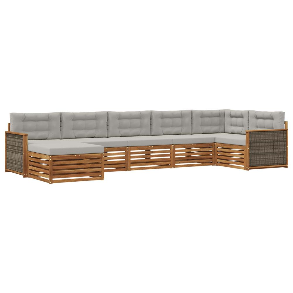 Ensemble de canapés d'extérieur 7 pc naturel et gris clair
