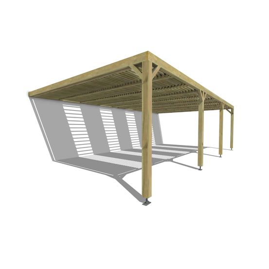 Pergola bois • 9m x 5m • adossée • sens profondeur • lames orientables bioclimatiques incluses • livraison comprise