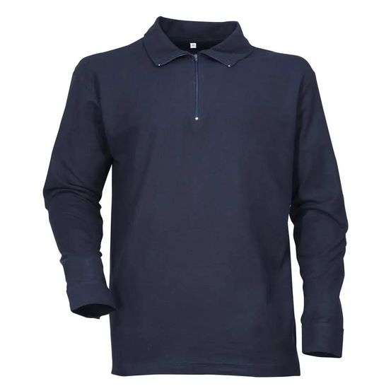 Chemise f1 coton marine 240g/m2 col zippé poignets boutonnés