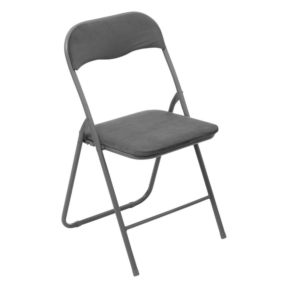 5five - chaise pliante en velours gris anthracite