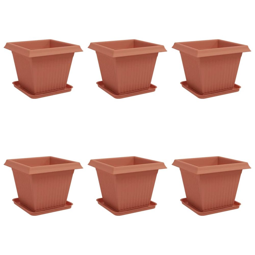 Pots de plantes 6 pc rouge brique plastique