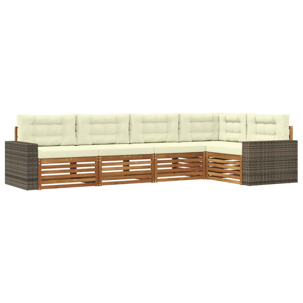 Ensemble de canapés d'extérieur 5 pc naturel et crème polyester