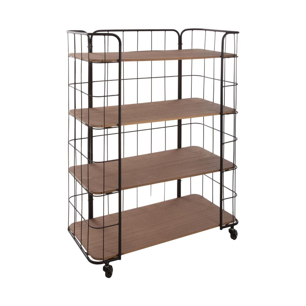 Étagère de rangement 4 niveaux en métal et bois h 97.5 cm