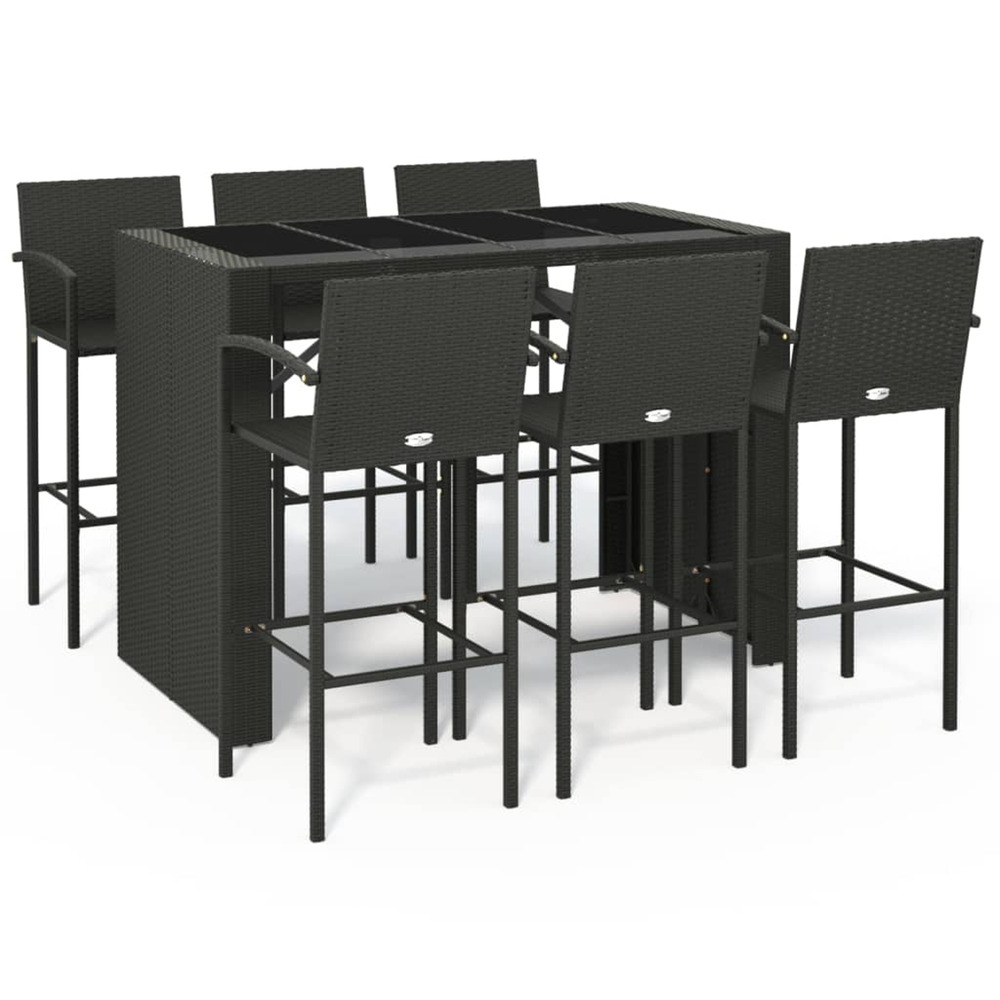 Ensemble de bar de jardin 7 pcs noir résine tressée