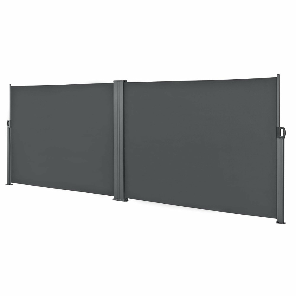 Double brise-soleil pare-soleil garde-vue métal et polyester 2 x 300 cm gris