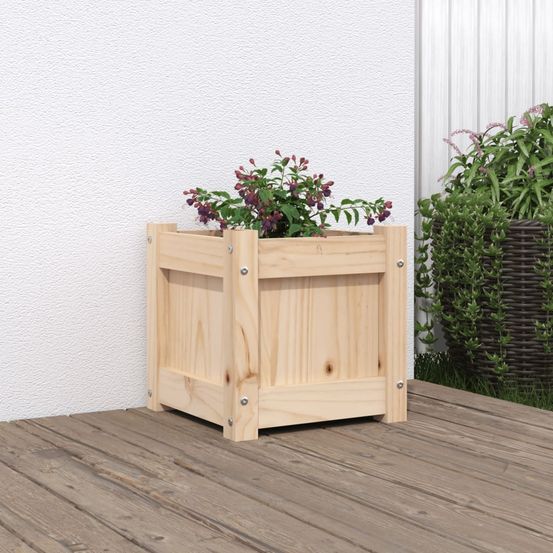 Jardinière carrée en pin massif pour jardin balcon 31x31x31 cm