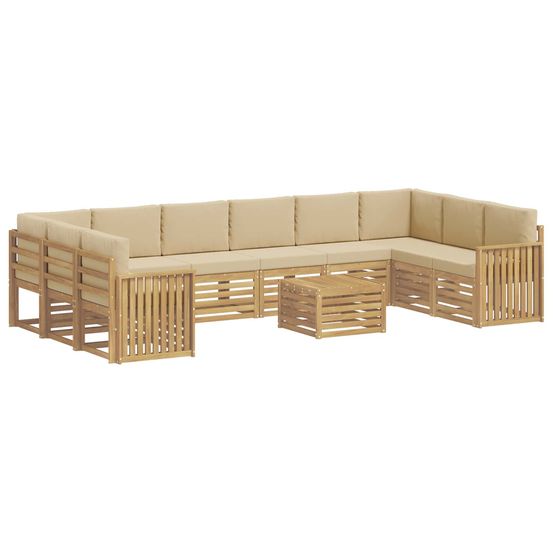 Ensemble de canapés d'extérieur 11 pc blanc et beige polyester