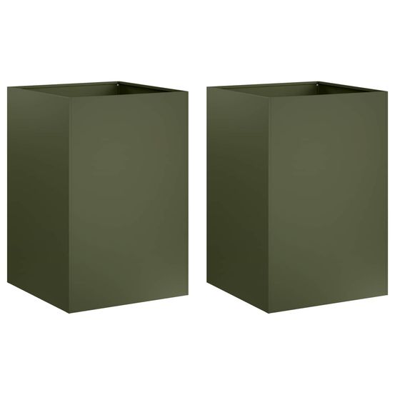 Cache-pot de jardin 2 pc vert olive 50 x 50 x 75 cm