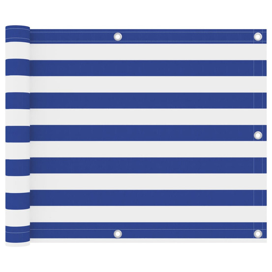 Écran de balcon blanc et bleu 75x300 cm tissu oxford