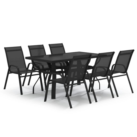 Ensemble à manger de jardin 7 pcs noir