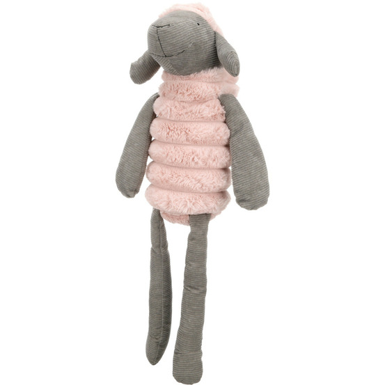 Jouet peluche ribola mouton assis taille l 65 cm rose et gris pour chien