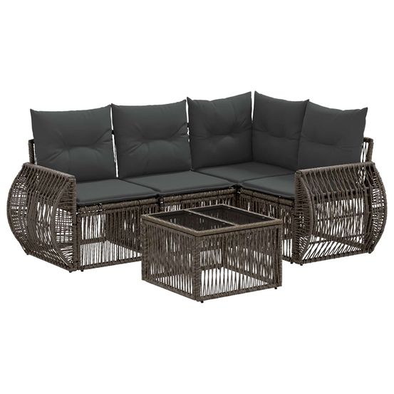 Ensemble de canapé de jardin 5 pc gris et gris foncé polyrotin