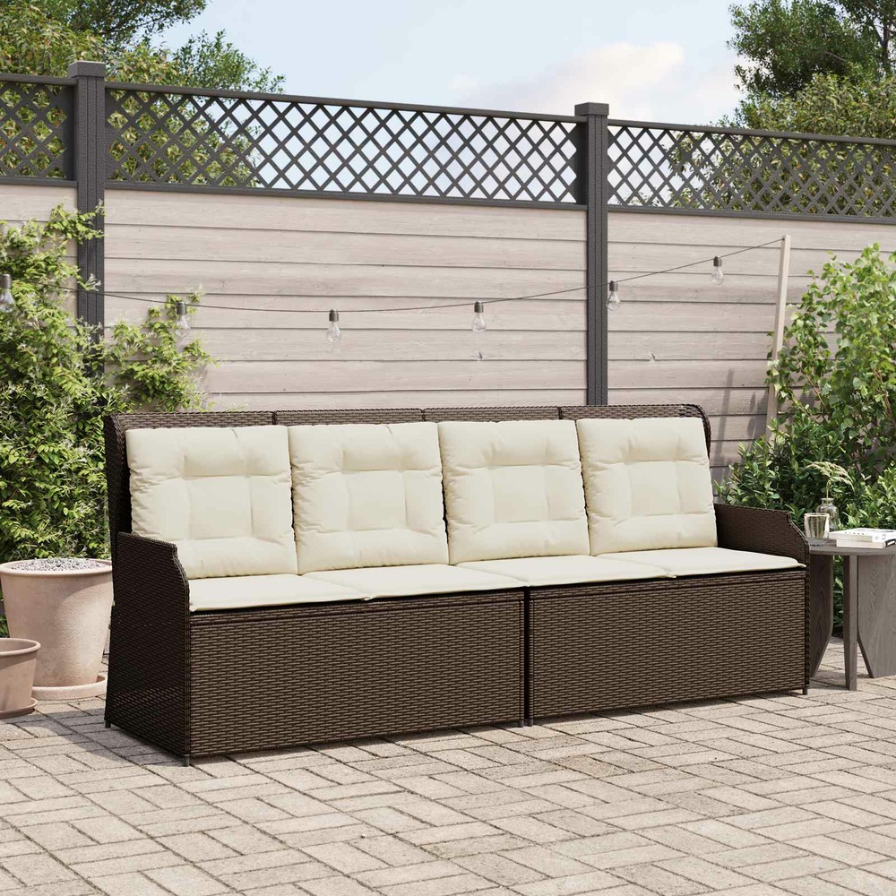 Banc de jardin avec coussin noir et blanc crème polyrotin