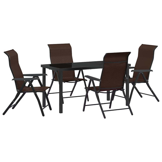 Ensemble de salle à manger pour jardin 5 pcs marron poly rotin