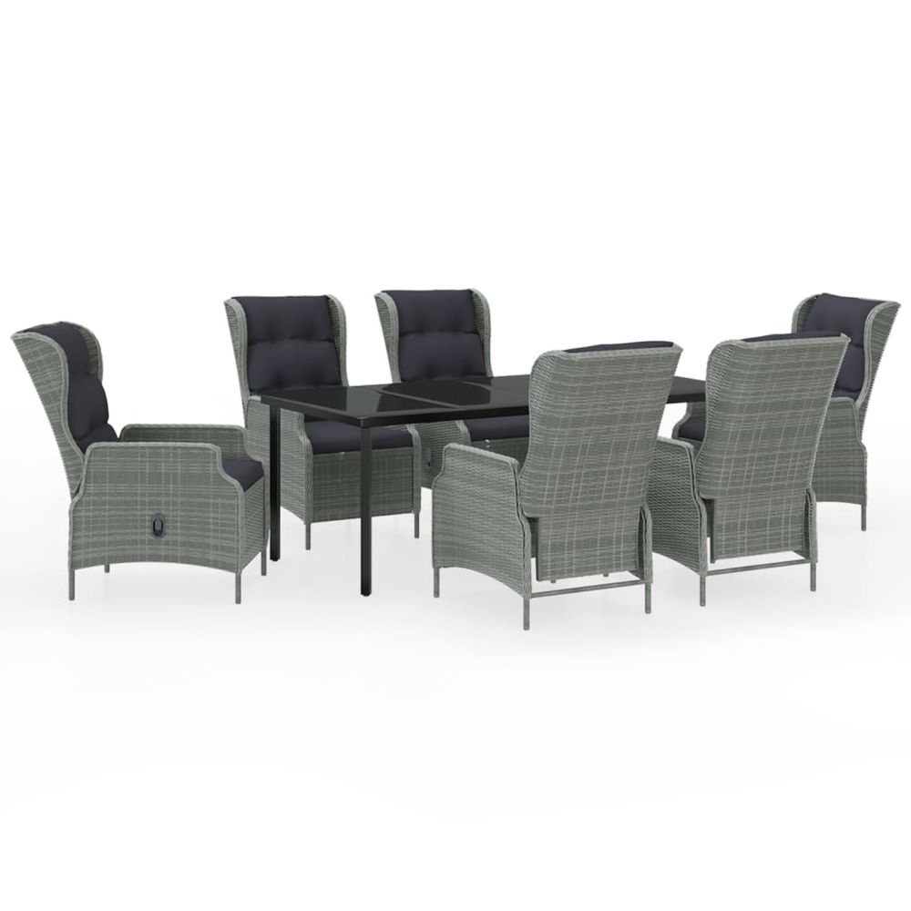 Ensemble à manger de jardin 7 pcs gris clair