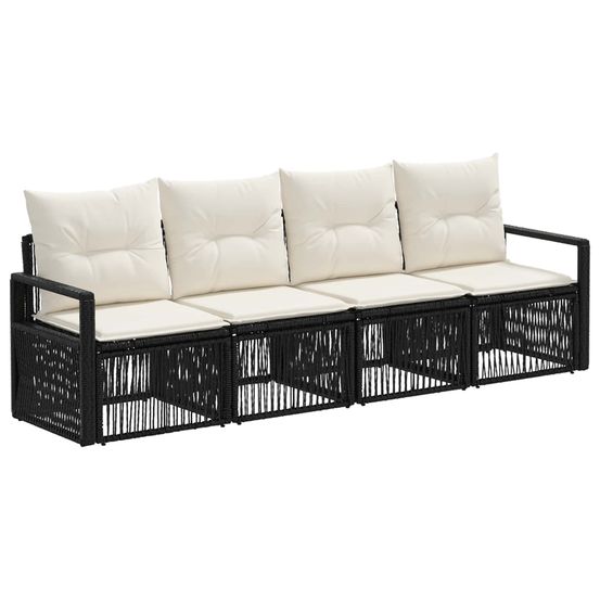 Ensemble de canapé de jardin 4 pc noir polyrotin