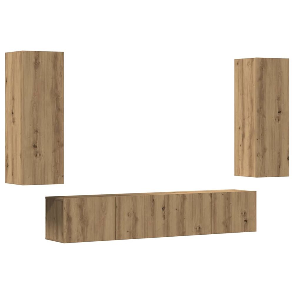 Meubles tv muraux 4 pcs chêne artisanal bois d'ingénierie