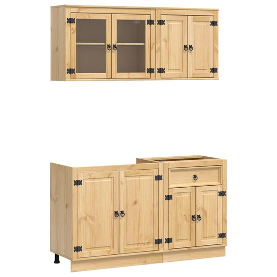 Armoire ski 4 pc brun miel pin massif