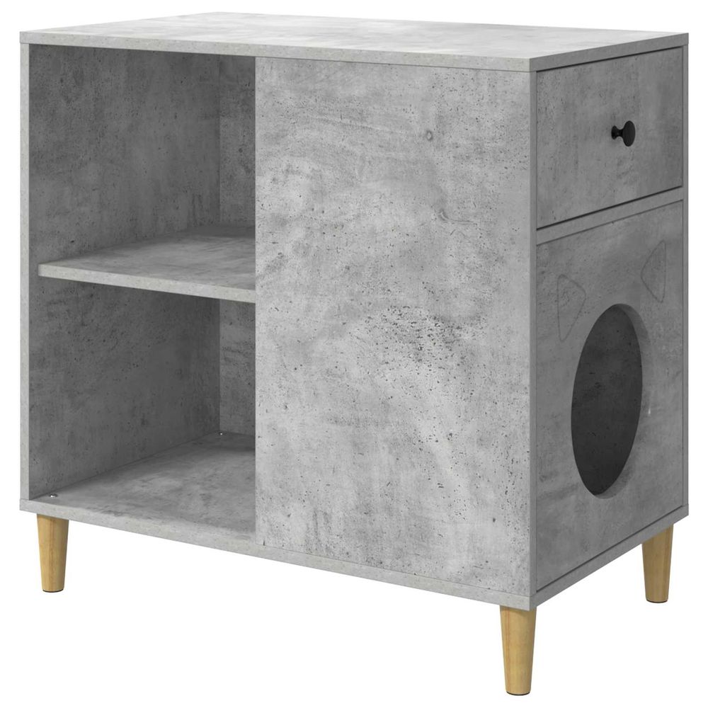 Maison pour chat gris béton 72 x 42,5 x 70 cm bois d'ingénierie