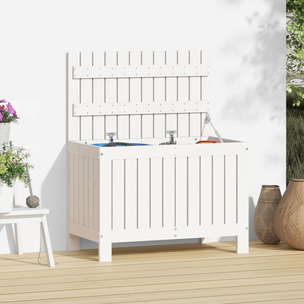 Boîte de rangement de jardin blanc 76x42,5x54 cm bois de pin
