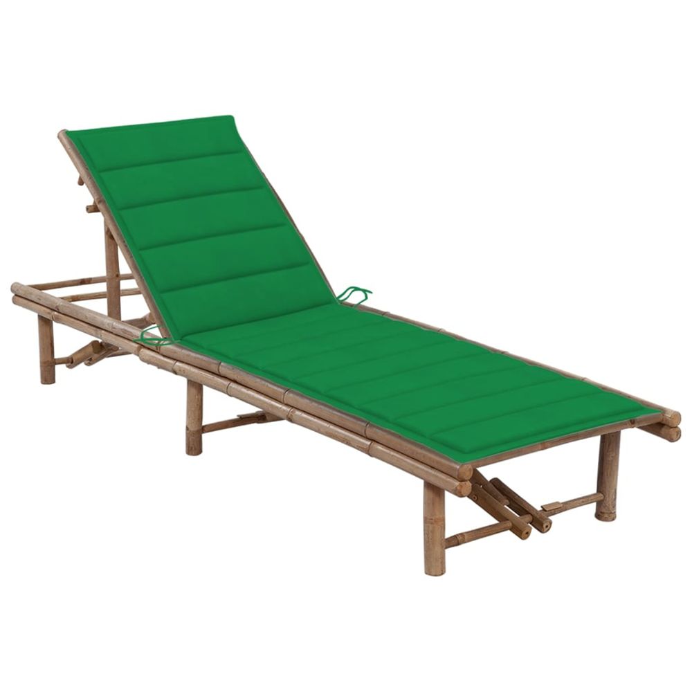 Chaise longue de jardin avec coussin bambou bain de soleil