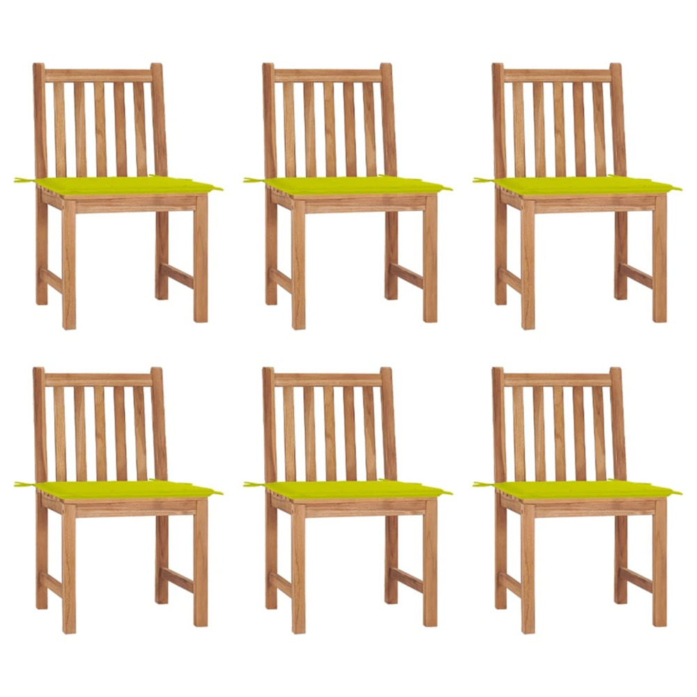 Chaises de jardin lot de 6 avec coussins bois de teck massif