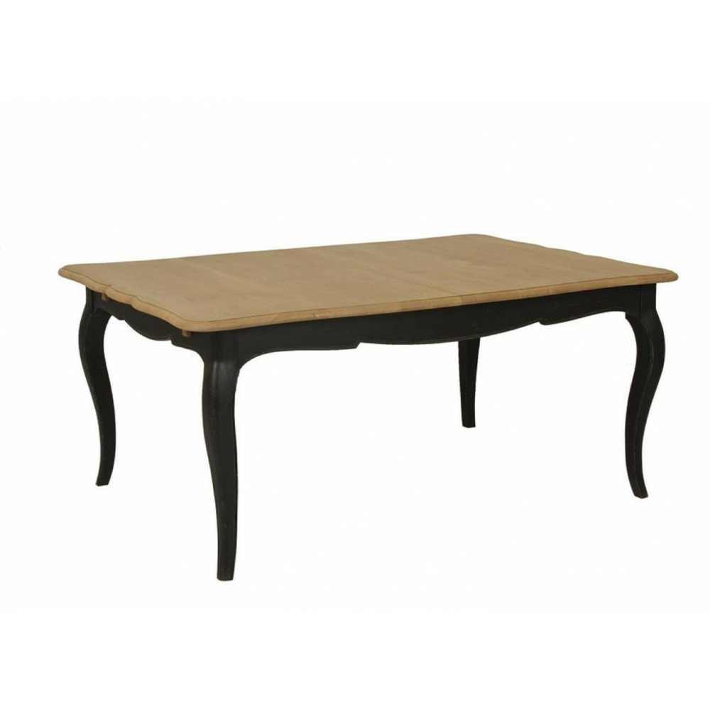 Table rectangulaire extensible pour 12 à 14 pers bois noir - manoir interior's