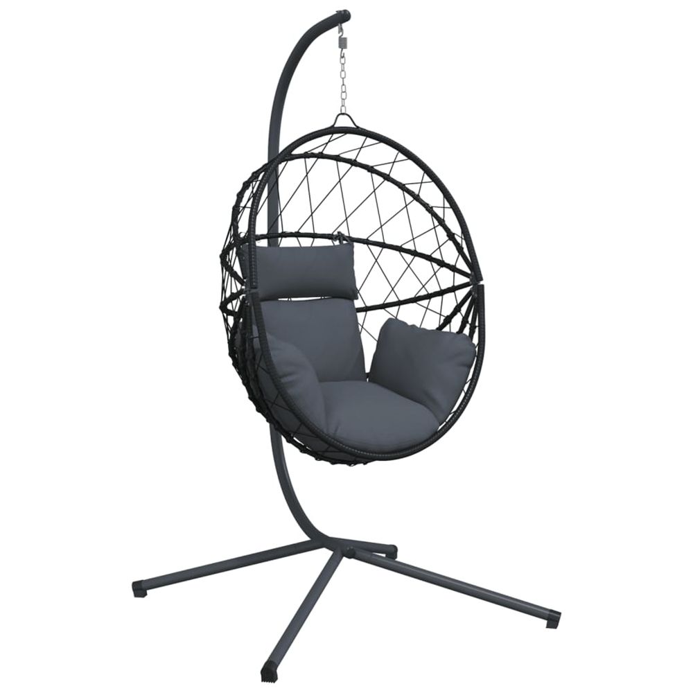 Chaise suspendue en forme d'œuf avec support anthracite