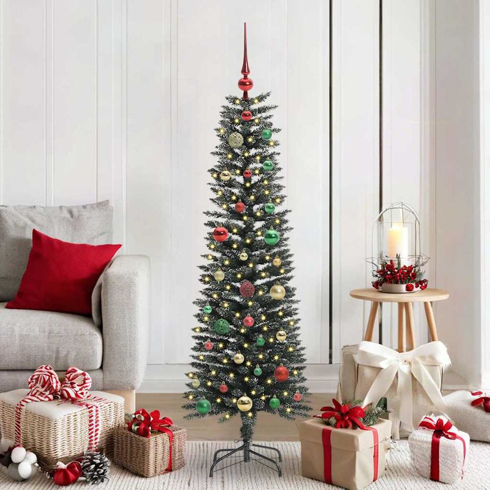 Kit sapin de noël design 150 cm floconné, lumineux 150 led pour intérieur & extérieur