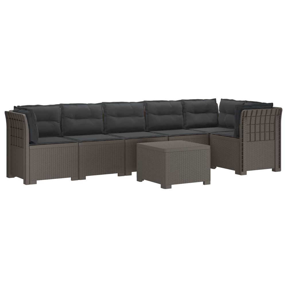 Canapé de jardin 6 places avec coussins aspect rattan pp