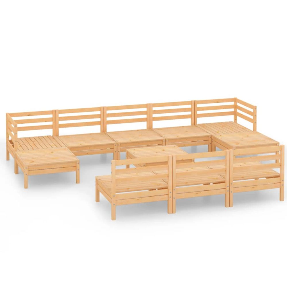 Salon de jardin 11 pcs bois de pin massif