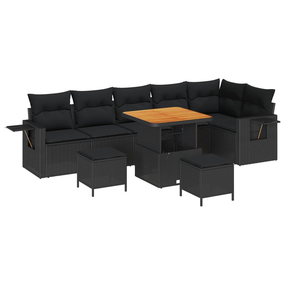 Ensemble de canapé de jardin 9 pc noir polyrotin