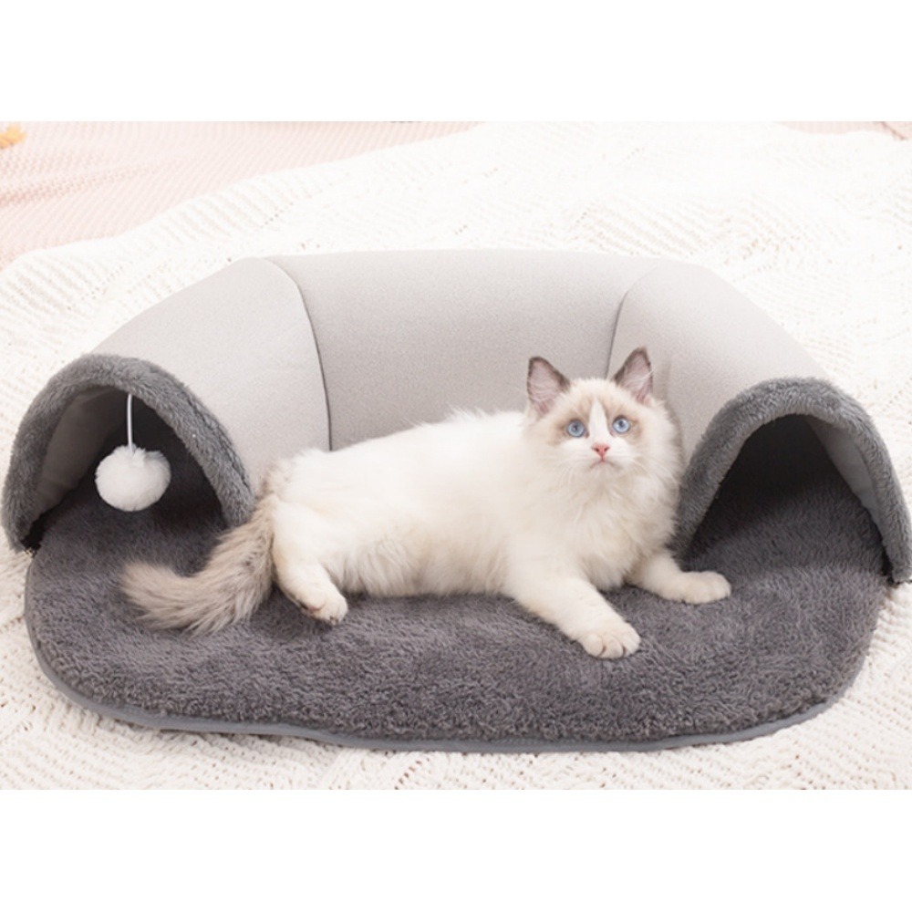 Lit tunnel pour chat avec boule suspendue