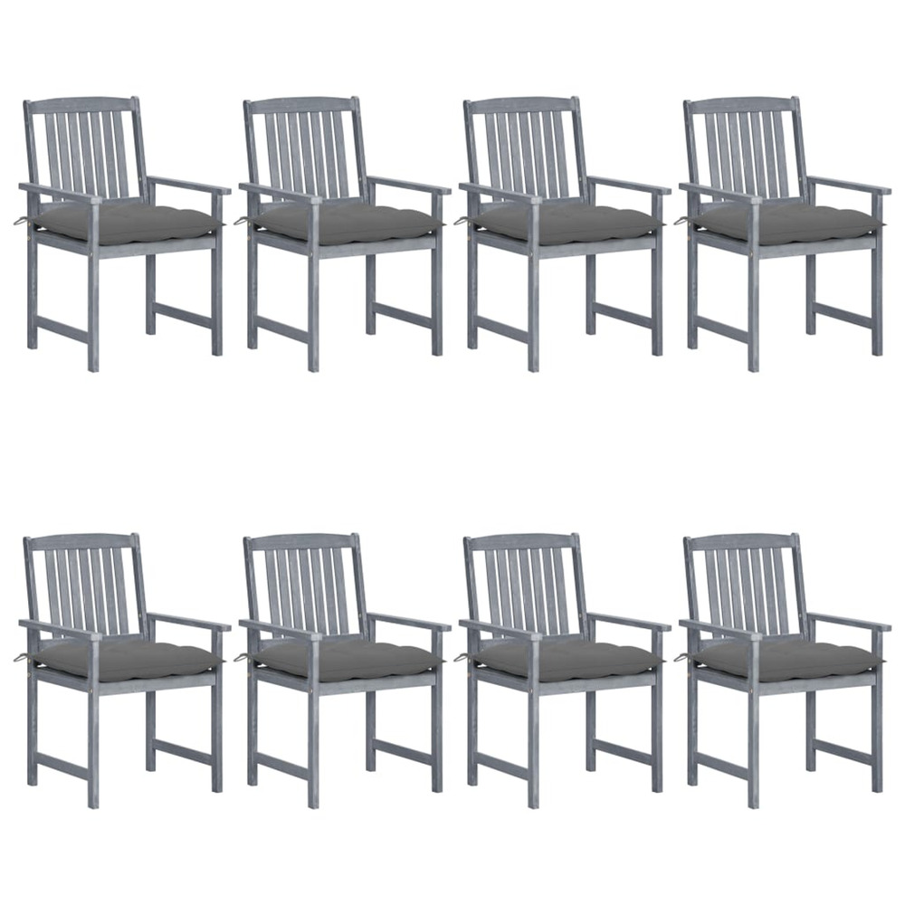 Chaises de jardin et coussins lot de 8 bois acacia solide gris