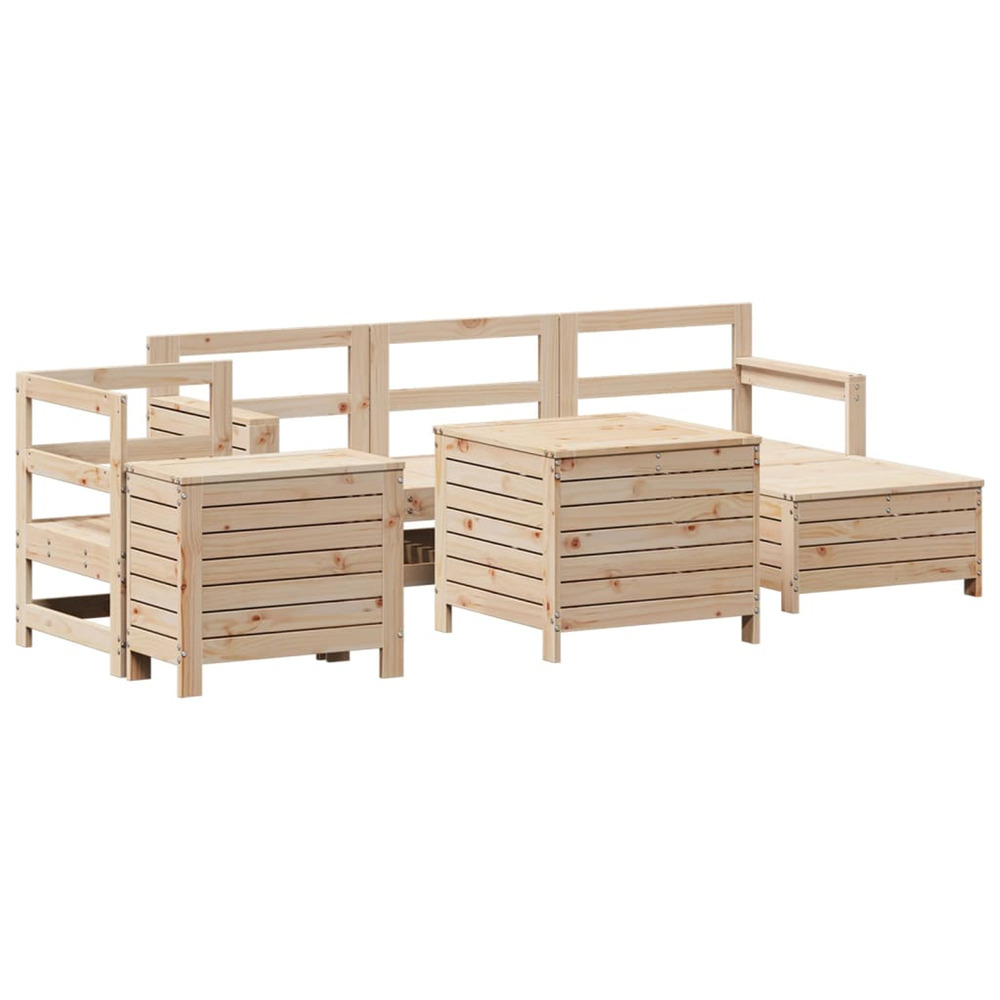 Salon de jardin 7 pcs bois de pin massif