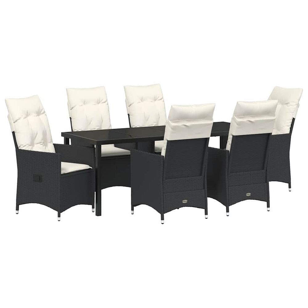 Ensemble de salle à manger pour jardin 7 pc noir polyrotin