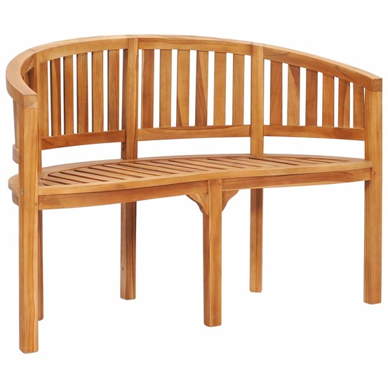 Banc de jardin meuble de patio d'extérieur terrasse en forme de banane 120 cm teck solide