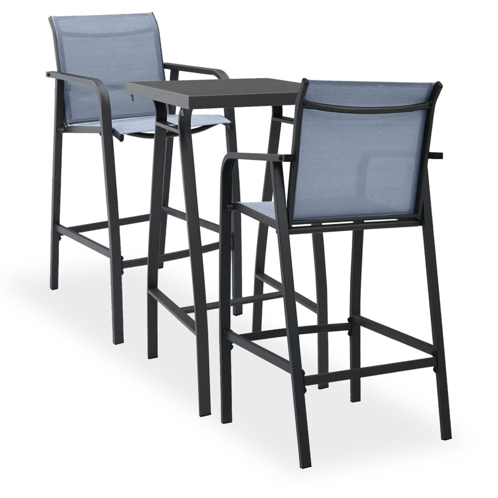 Ensemble de bar de jardin 3 pcs noir et gris
