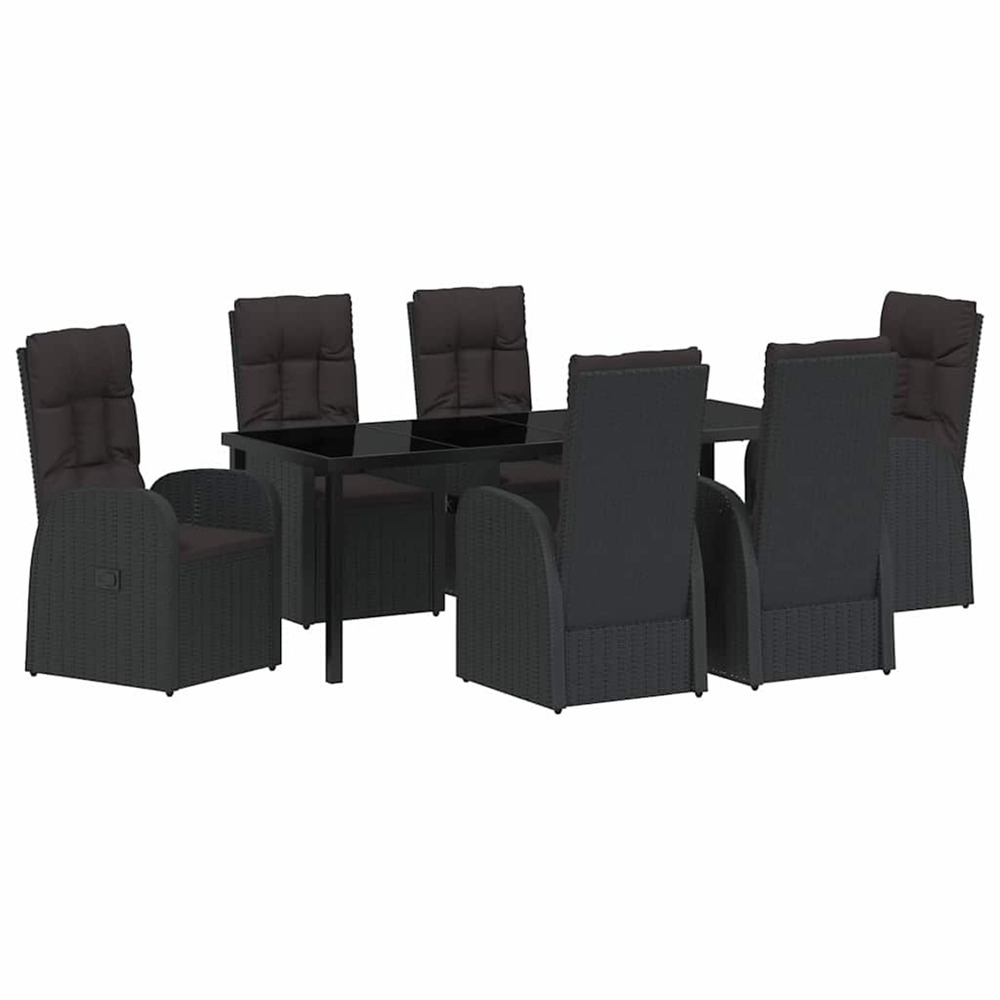 Ensemble de salle à manger pour jardin 7 pcs noir polyrotin