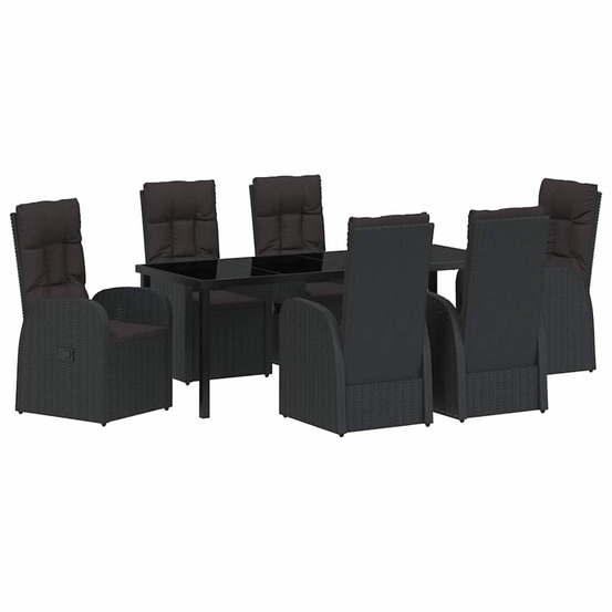 Ensemble de salle à manger pour jardin 7 pcs noir polyrotin