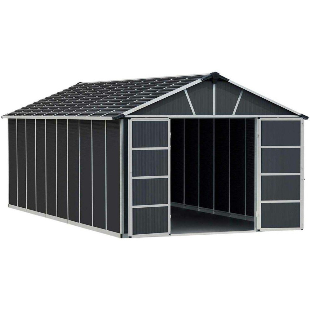 Abri de jardin en aluminium et polycarbonate gris avec plancher yukon 21. 3m²