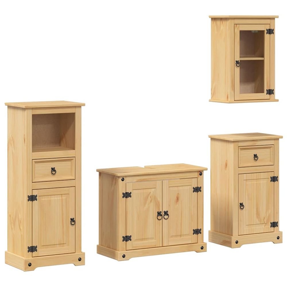 Ensemble de meubles salle de bain 4 pcs corona bois pin massif