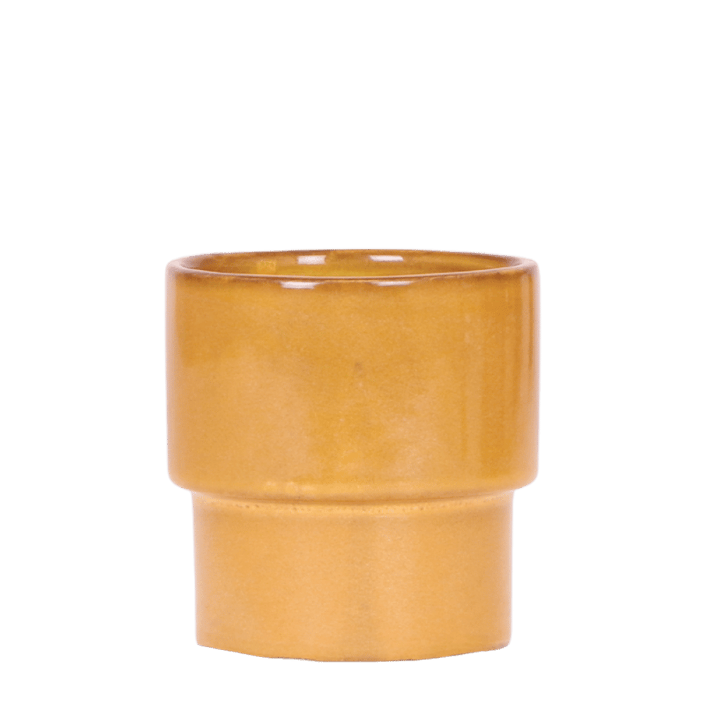 Cache-pot timeless jaune ocre - ø9 cm x h10,5 cm