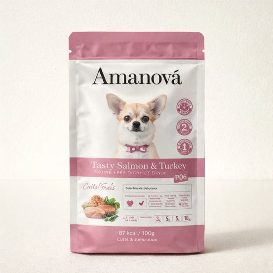 Pâtée chien sans céréales amanova saumon & dinde adulte 300 g