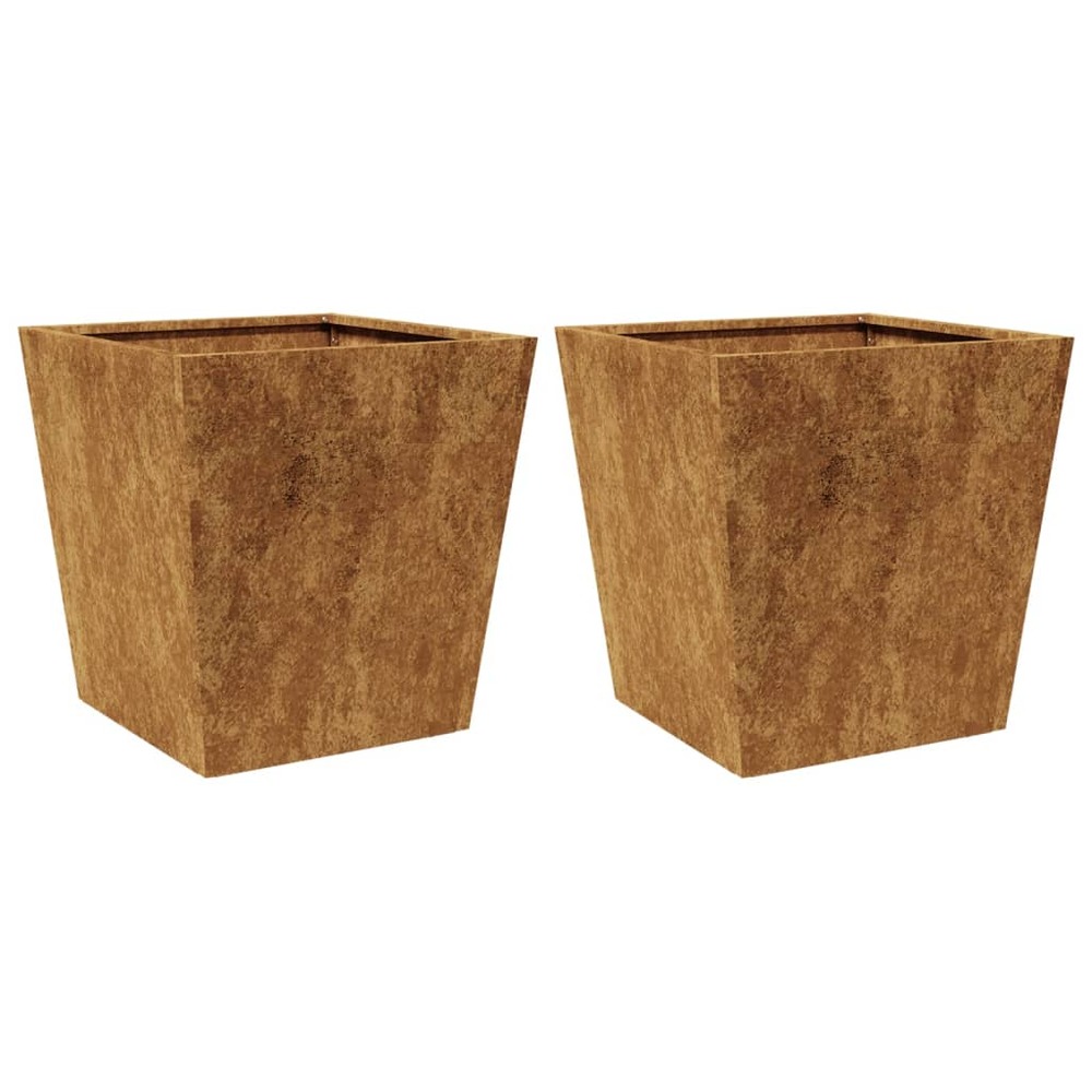 Jardinière bac lit surélevé plantes fleurs jardin terrasses lot de 2 40 x 40 x 40 cm acier corten marron