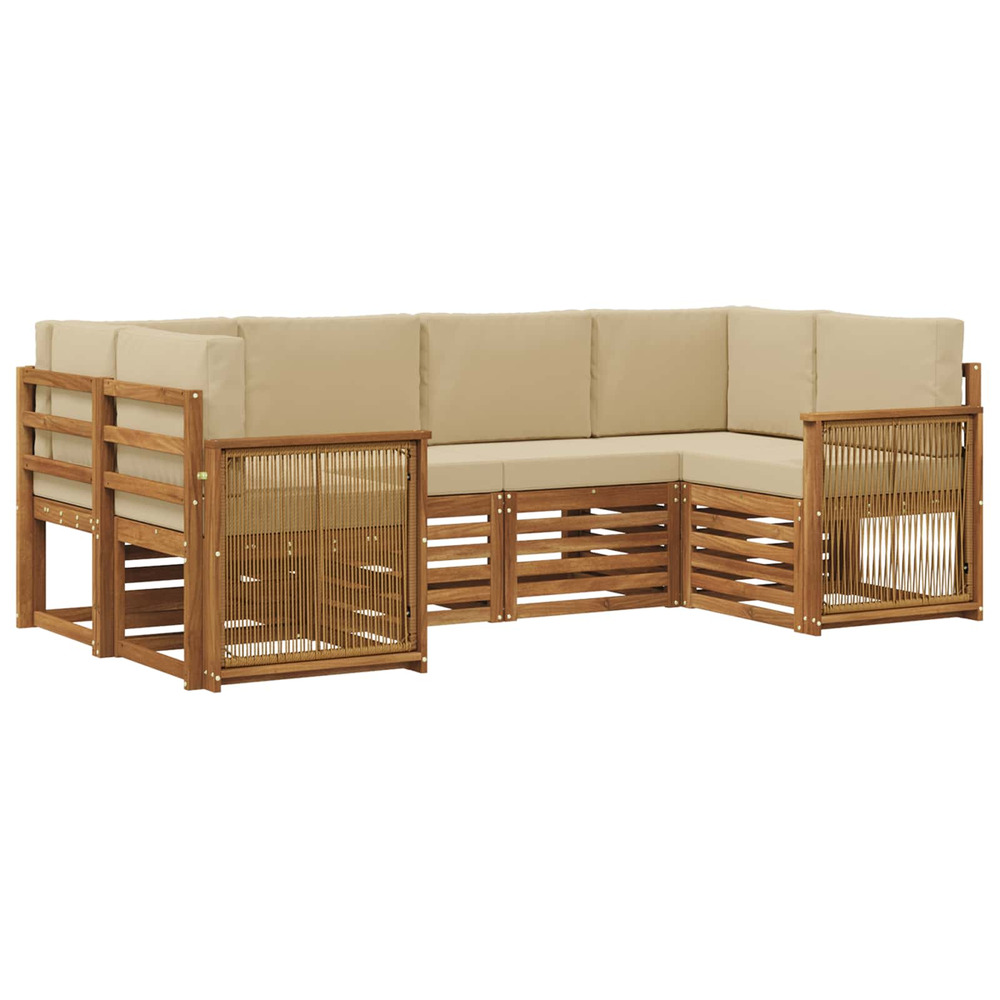 Ensemble de canapé d'angle avec coussin 5 pcs naturel
