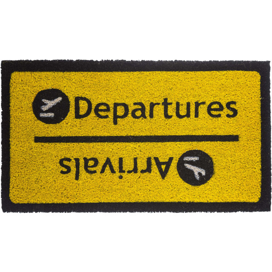 Paillasson déco en fibres de coco 70 x 40 cm arrivals / departures